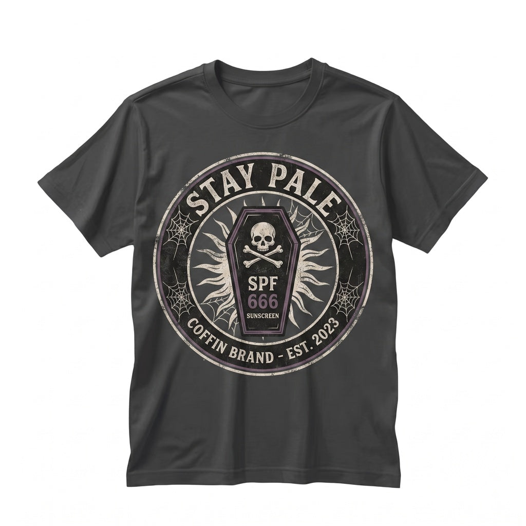Stay Pale Spooky Halloween Goth Summerween Funny Beachwear Alt Unisex TShirt