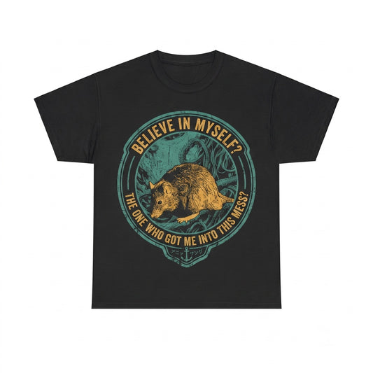 Believe In Myself Funny Rat Positivity Affirmation Graphic Vintage Rodent Pet Meme Unisex TShirt