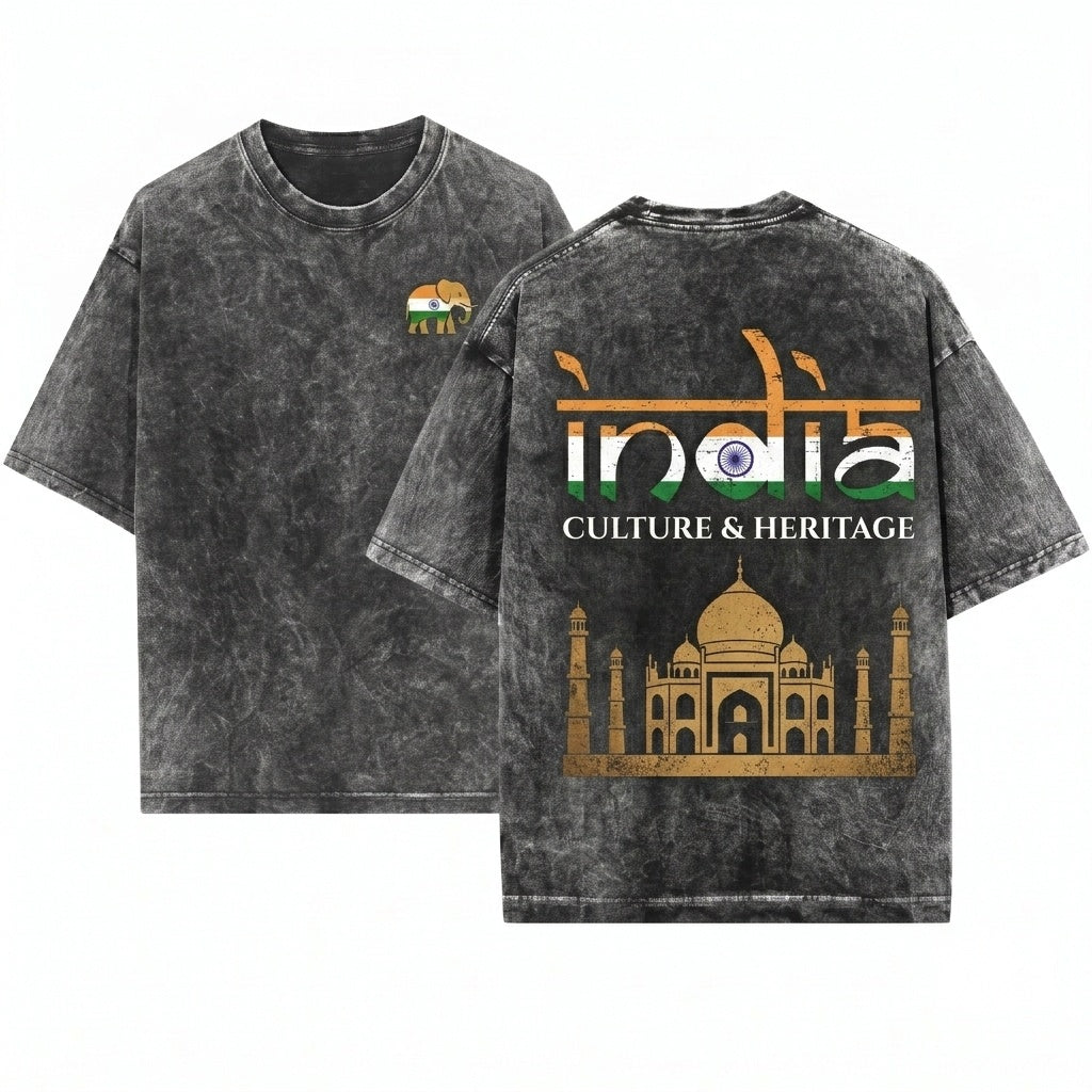 India National Flag Patriotic Lover Traveler Friend Gift Ideas Unisex Wash T-Shirt