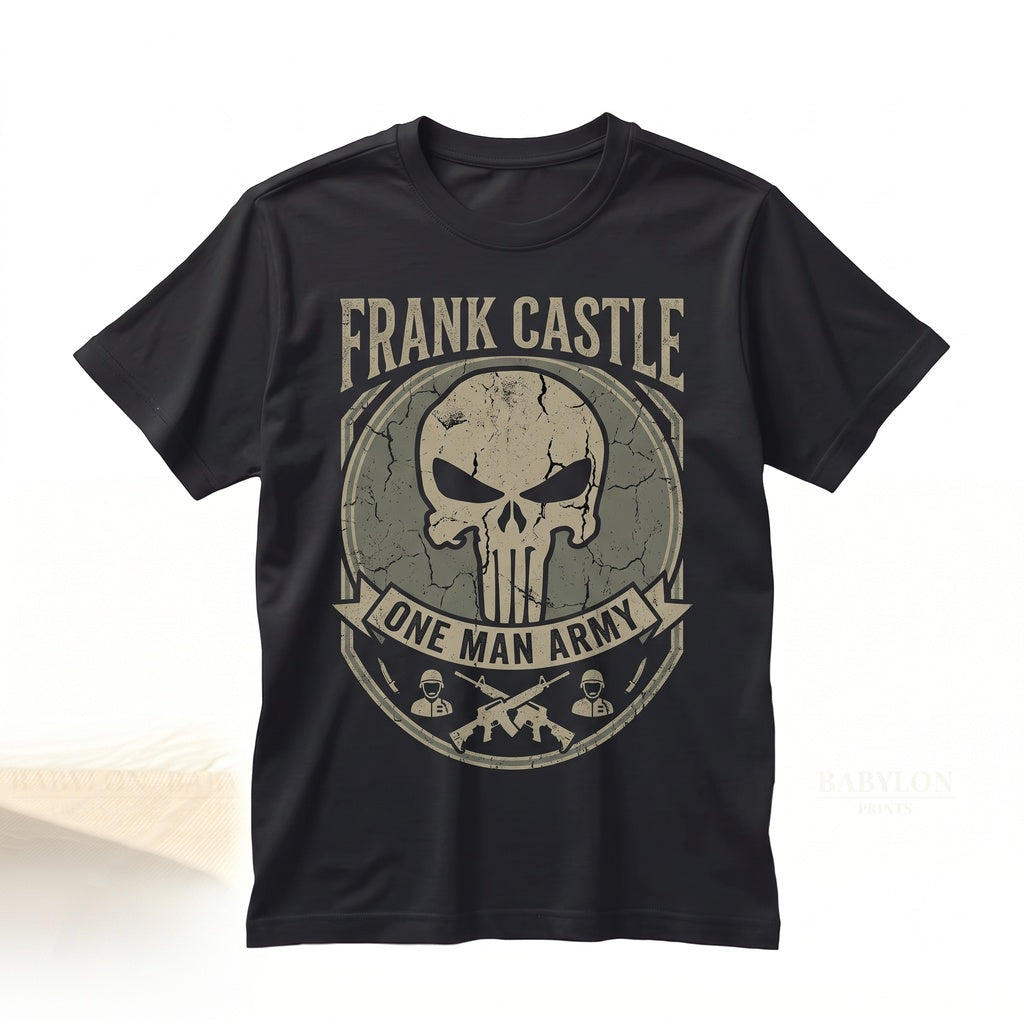 Retro Frank Castle Skull Graphic Tee, Jon Bernthal Antihero Vigilante Comics Merch, Dark Superhero Fan Art Birthday Present for