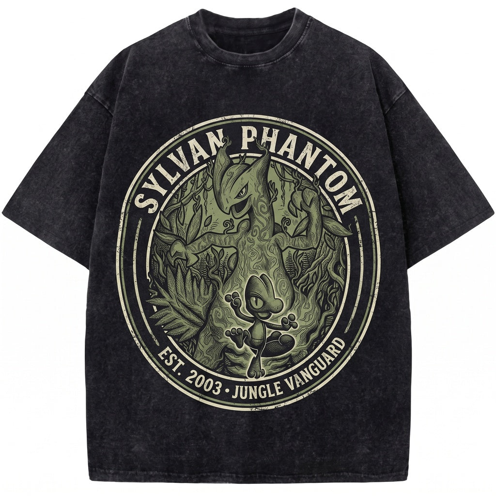 Vintage Treecko Sceptile Evolution Washed Graphic Oversized Retro Gamer Streetwear Unisex TShirt