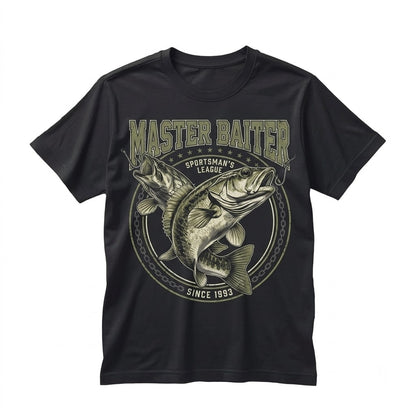 Funny Master Baiter Bass Fishing Graphic Novelty Outdoors Angler Cotton Men Women Unisex TShirt