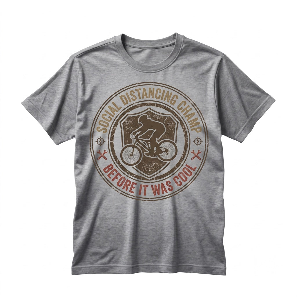 Funny I Was Social Distancing Before It Cool Mountain Bicycle Cyclist Rider Graphic Gift Unisex TShirt