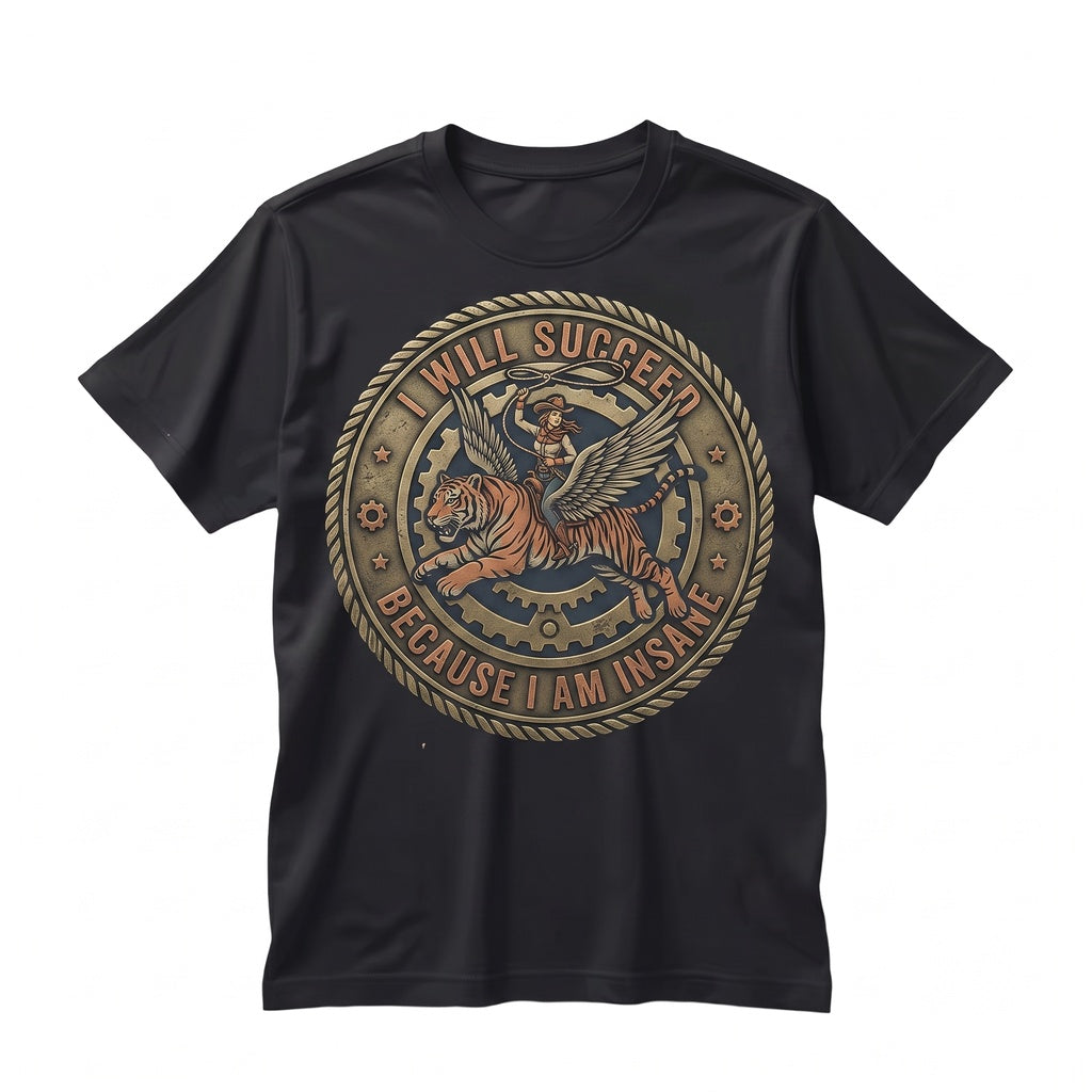Funny Western Cowgirl Tiger Sarcastic Quote I Will Succeed Because Truly Insane Graphic Vintage Unisex TShirt