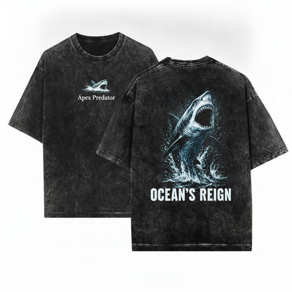 Vintage Great White Shark Attack Graphic Ocean Marine Life Beach Gift Unisex Wash T-Shirt