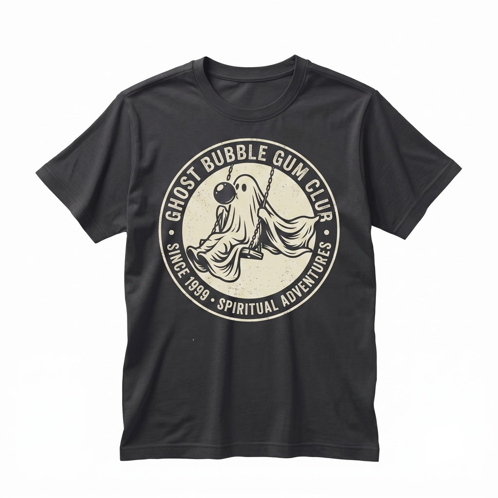 Funny Ghost Sitting on Ferris Wheel Blowing Bubbles Cute Spooky Autumn Fall Vibes Unisex TShirt