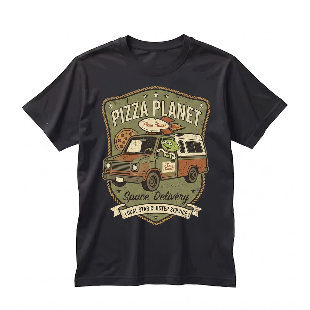 Retro Pizza Planet Mummy Ghost Alien Theme Park Family Vacation Graphic Unisex TShirt