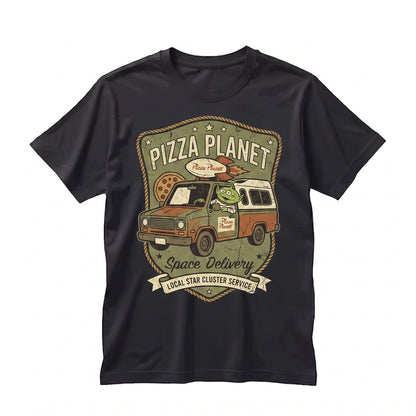 Retro Pizza Planet Mummy Ghost Alien Theme Park Family Vacation Graphic Unisex TShirt