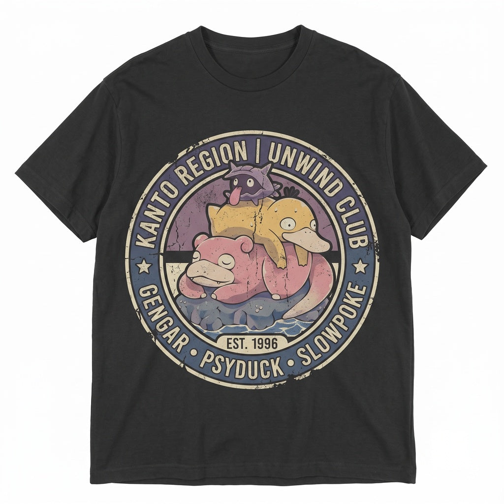 Vintage Psyduck Slowpoke Shellder Washed Graphic Retro Anime Oversized Kawaii Gamer Cute Unisex TShirt