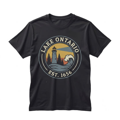 Vintage Lake Ontario Canada Travel Souvenir Retro Great Lakes Vacation Graphic Cotton Apparel Unisex TShirt