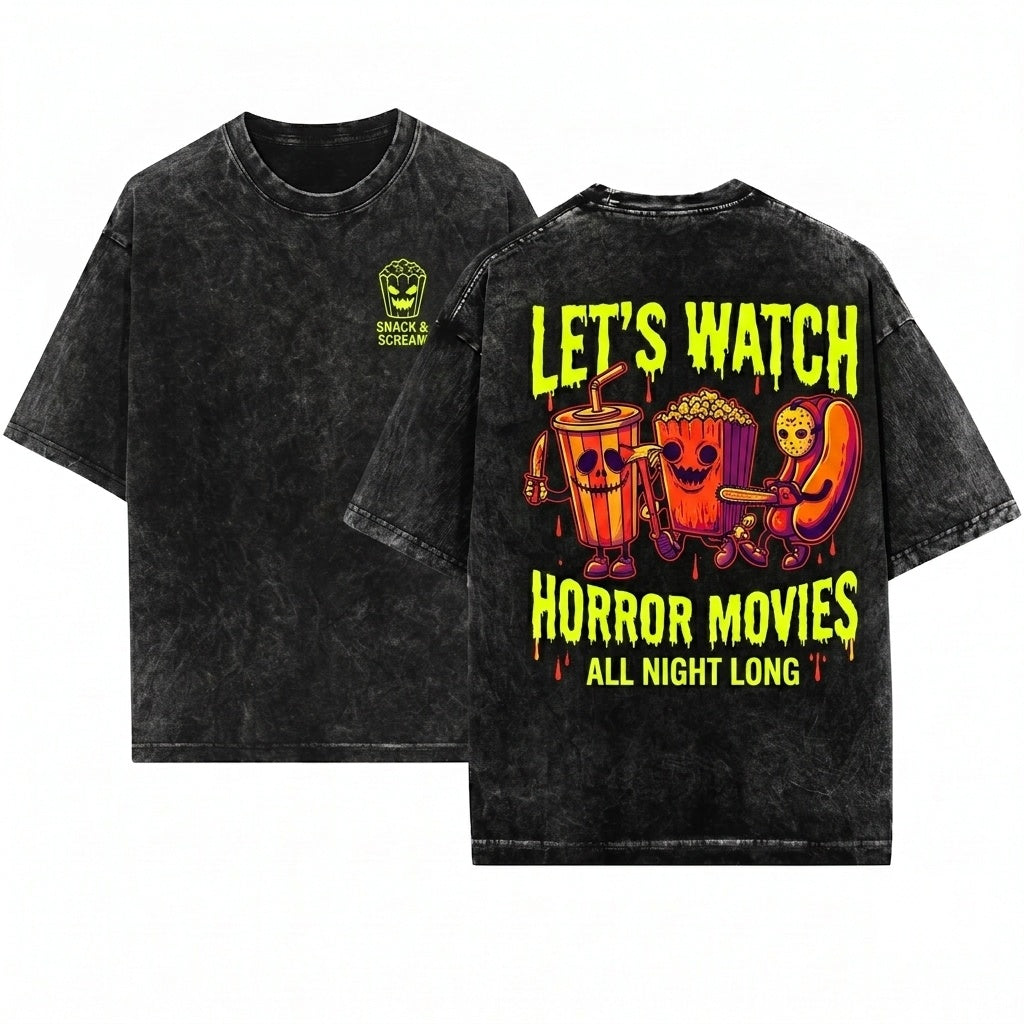 Comfort Watch Scary Horror Movie Fan Halloween Gift Unisex Wash T-Shirt