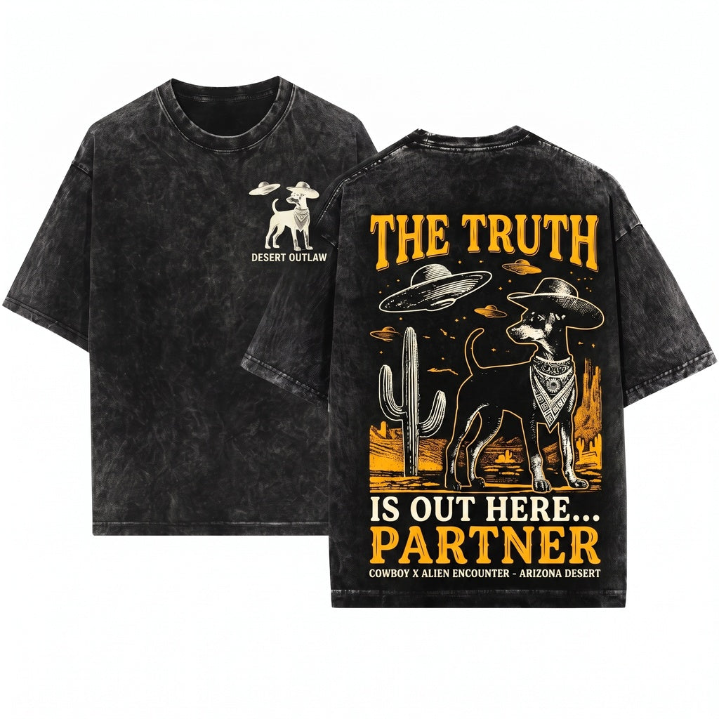 Vintage English Toy Terrier UFO Retro Alien Western Dog Gift Unisex Wash T-Shirt