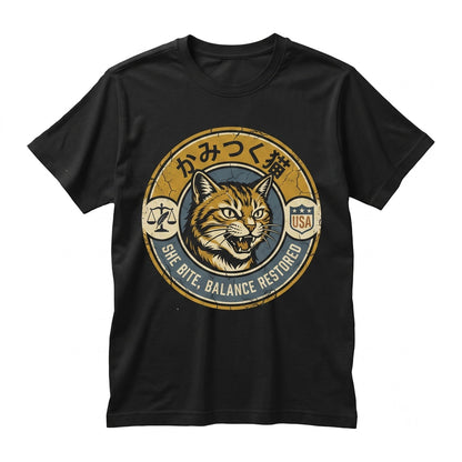 Funny Anime Cat Biting Japanese Streetwear Graphic Pet Lover Gift Unisex TShirt