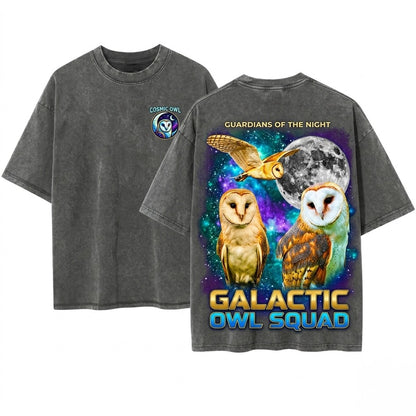 Vintage Three Barn Owl Moon Retro Graphic Animal Lover Gift Unisex Wash T-Shirt