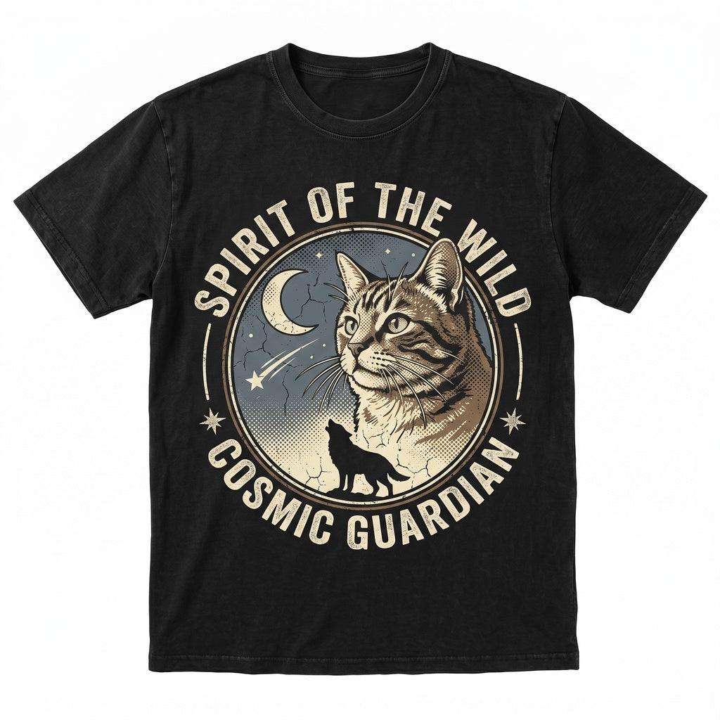 Retro 90s Cat Howling At Full Moon Graphic Cute Kitten Mom Gift Tabby Vintage Animal Unisex TShirt