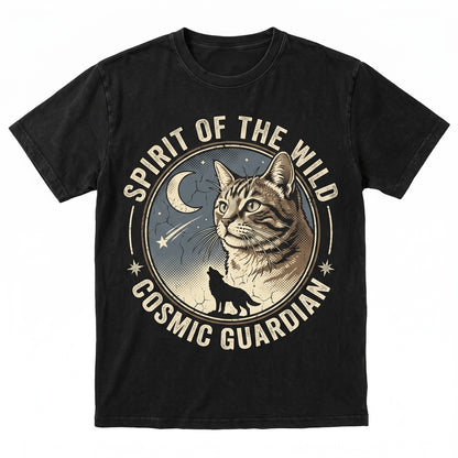 Retro 90s Cat Howling At Full Moon Graphic Cute Kitten Mom Gift Tabby Vintage Animal Unisex TShirt