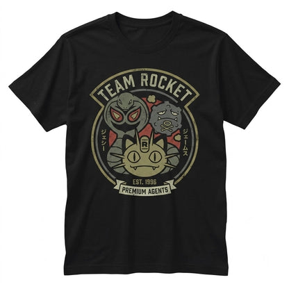 Vintage Team Rocket Washed Jessie James Meowth Graphic 2-Sided Anime Oversized Retro Gamer Streetwear Unisex TShirt