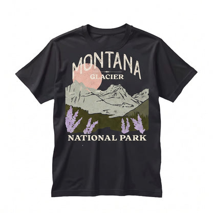 Glacier National Park Montana Mountain Vintage Outdoor Graphic Long Sleeve Souvenir Unisex TShirt
