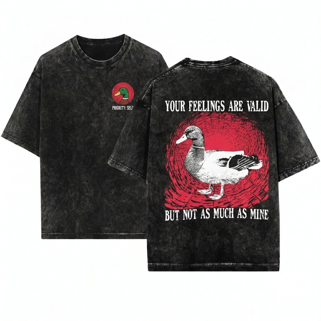 Your Feelings Are Valid Funny Vintage Japanese Duck Unisex Wash T-Shirt