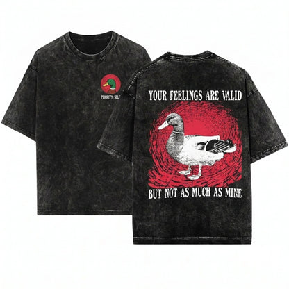 Your Feelings Are Valid Funny Vintage Japanese Duck Unisex Wash T-Shirt