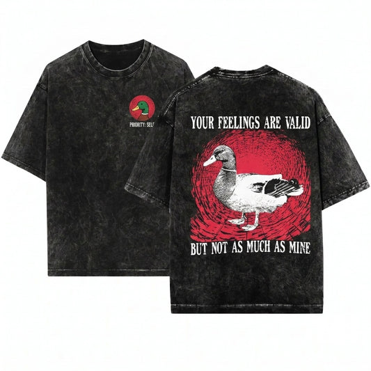 Your Feelings Are Valid Funny Vintage Japanese Duck Unisex Wash T-Shirt