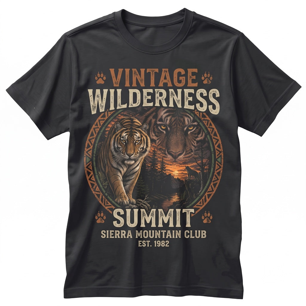 Sunset Tiger 90s Vintage Wildlife Nature Moon Graphic Animal Lover Gift Apparel Unisex TShirt