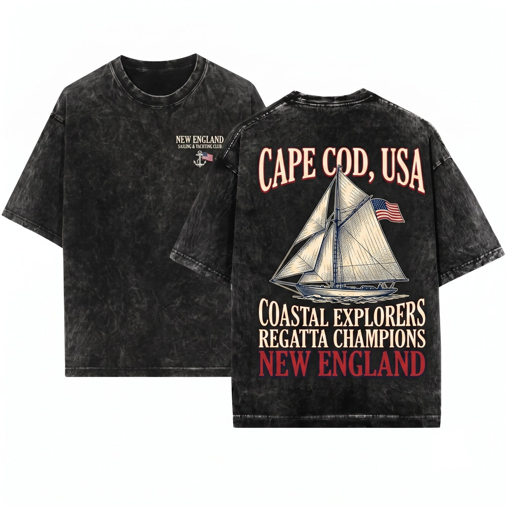 Saint Tropez Sailing Club Coastal France Nautical Graphic Unisex Wash T-Shirt