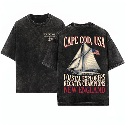 Saint Tropez Sailing Club Coastal France Nautical Graphic Unisex Wash T-Shirt