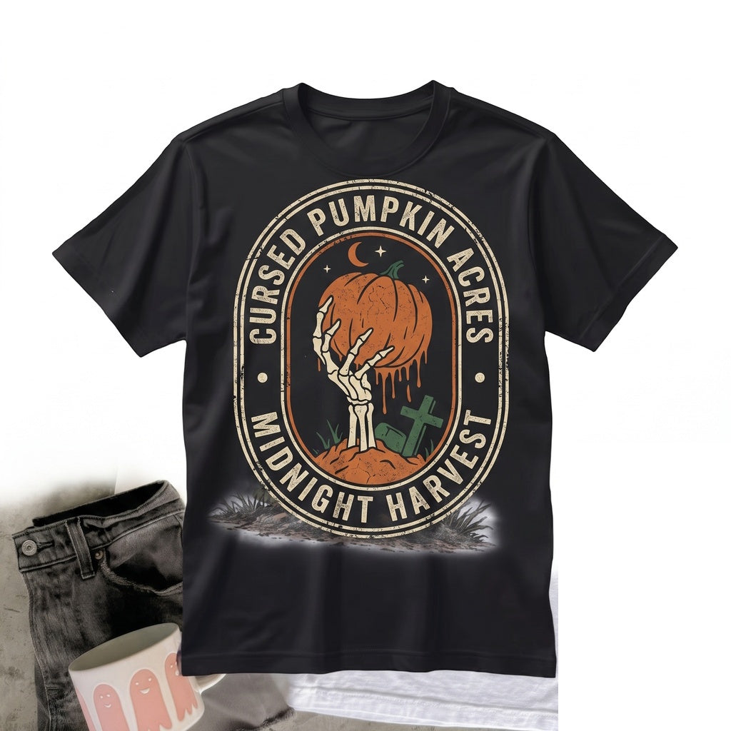 Skeleton Hand Pumpkin Halloween Graphic Dripping Jack-O-Lantern Eerie Graveyard Aesthetic Horror Gift Apparel Unisex TShirt