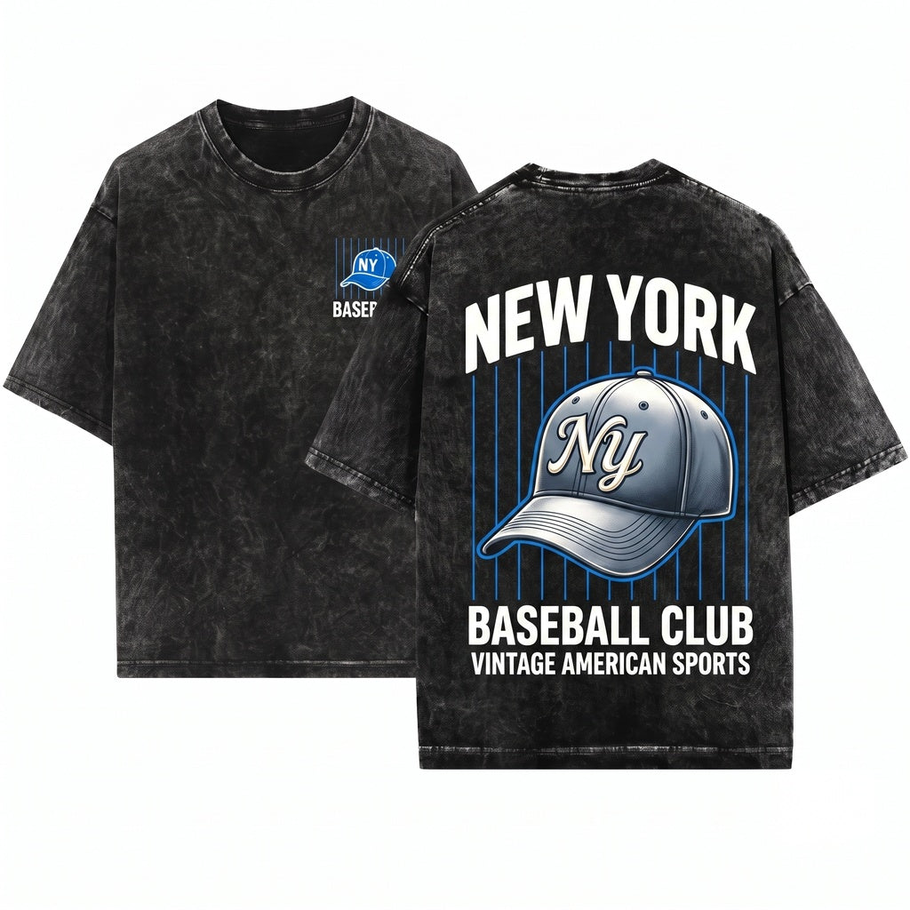Retro New York Pinstripes Baseball Graphic Vintage Sports Unisex Wash T-Shirt