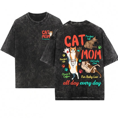 Funny Cute Feline Cat Mama Mothers Day Gift For Pet Owner Unisex Wash T-Shirt