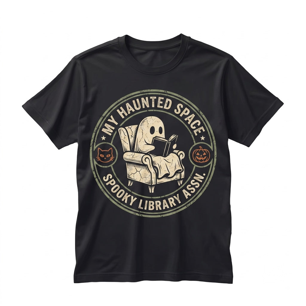 Spooky Ghost Reader Halloween Library Book Lover Fall Gift Unisex TShirt