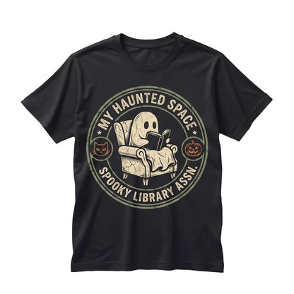 Spooky Ghost Reader Halloween Library Book Lover Fall Gift Unisex TShirt