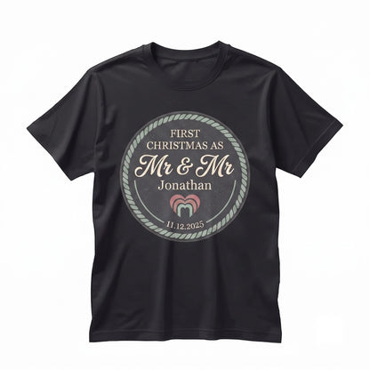 Personalized First Christmas Mr Mr Ornament Gay Couple Wedding Anniversary Keepsake LGBT Pride Xmas Gift Unisex TShirt