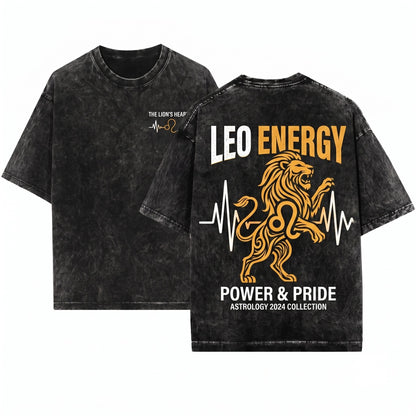 Leo Pulse Horoscope Zodiac Astrological Sign Born On July 23 August 22 Birthday Cool Christmas Present Unisex Wash T-Shirt