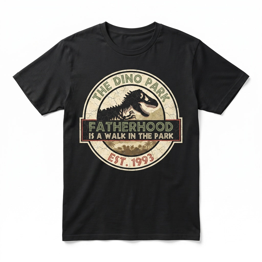 Funny Dinosaur Dad Fatherhood Walk In The Park Graphic Novelty Unisex TShirt