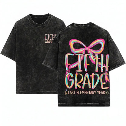 Pink Brushstroke Coquette Back To School Girl Preppy Fifth Grade PNG Unisex Wash T-Shirt