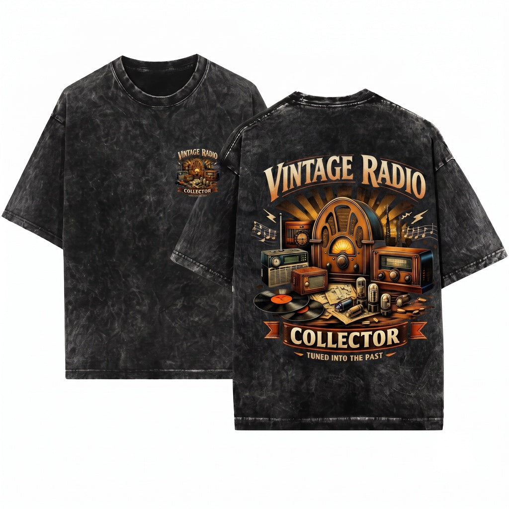 Vintage Radio Retro Collector Classic Electronics Nostalgic Music Tuned Past Unisex Wash T-Shirt