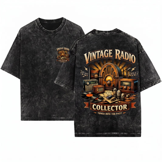 Vintage Radio Retro Collector Classic Electronics Nostalgic Music Tuned Past Unisex Wash T-Shirt