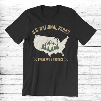 US National Parks Map Hiking Camping Outdoor Gift RV Travel Round Trip Unisex TShirt