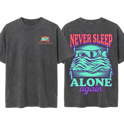 Funny Dachshund Never Sleep Alone Doxie Wiener Dog Mom Dad Gift Unisex Heavyweight Garment-Dyed T-Shirt