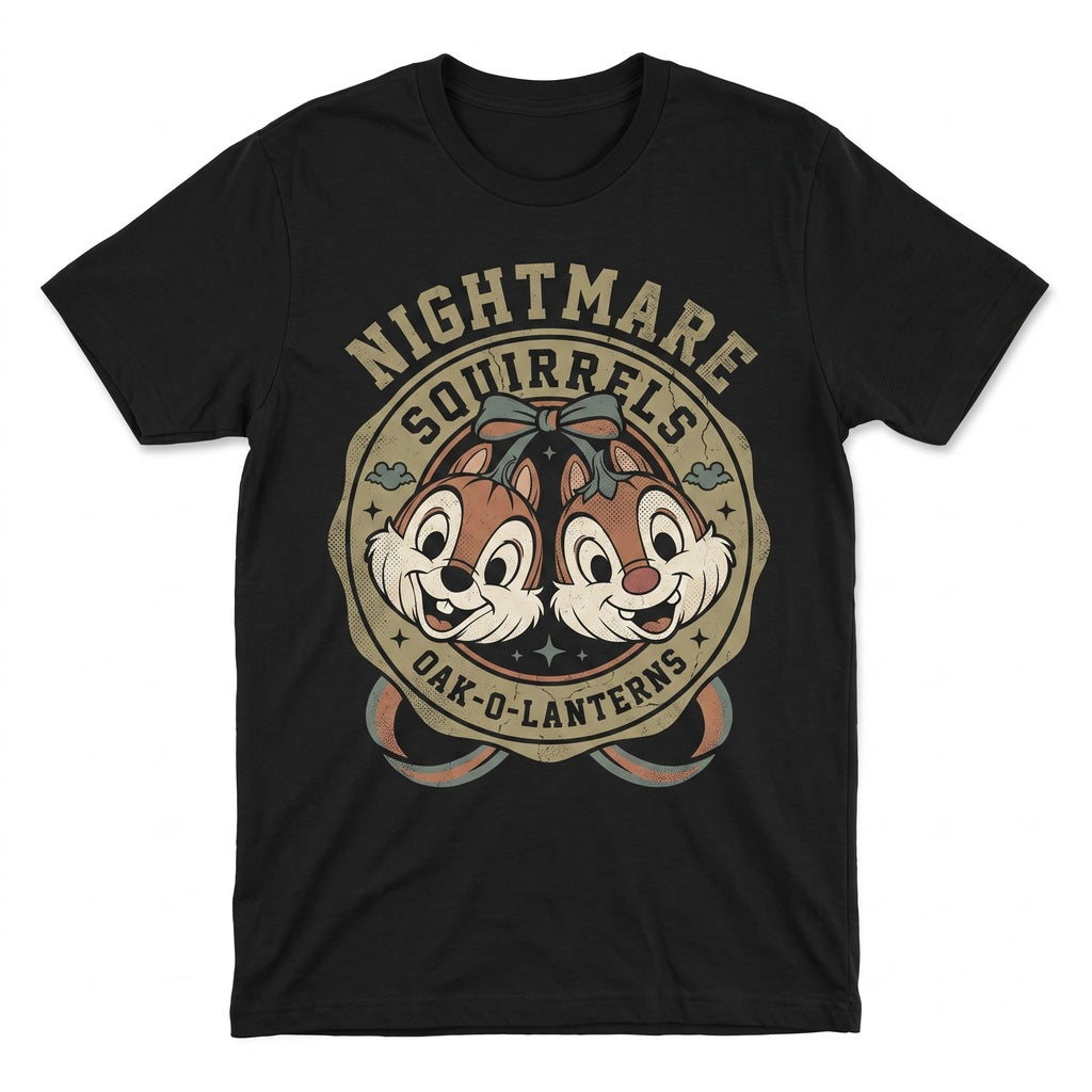 Vintage Halloween Pumpkin Head Chipmunk Bow Graphic Cute Spooky Animal Kingdom Fall Apparel Unisex TShirt