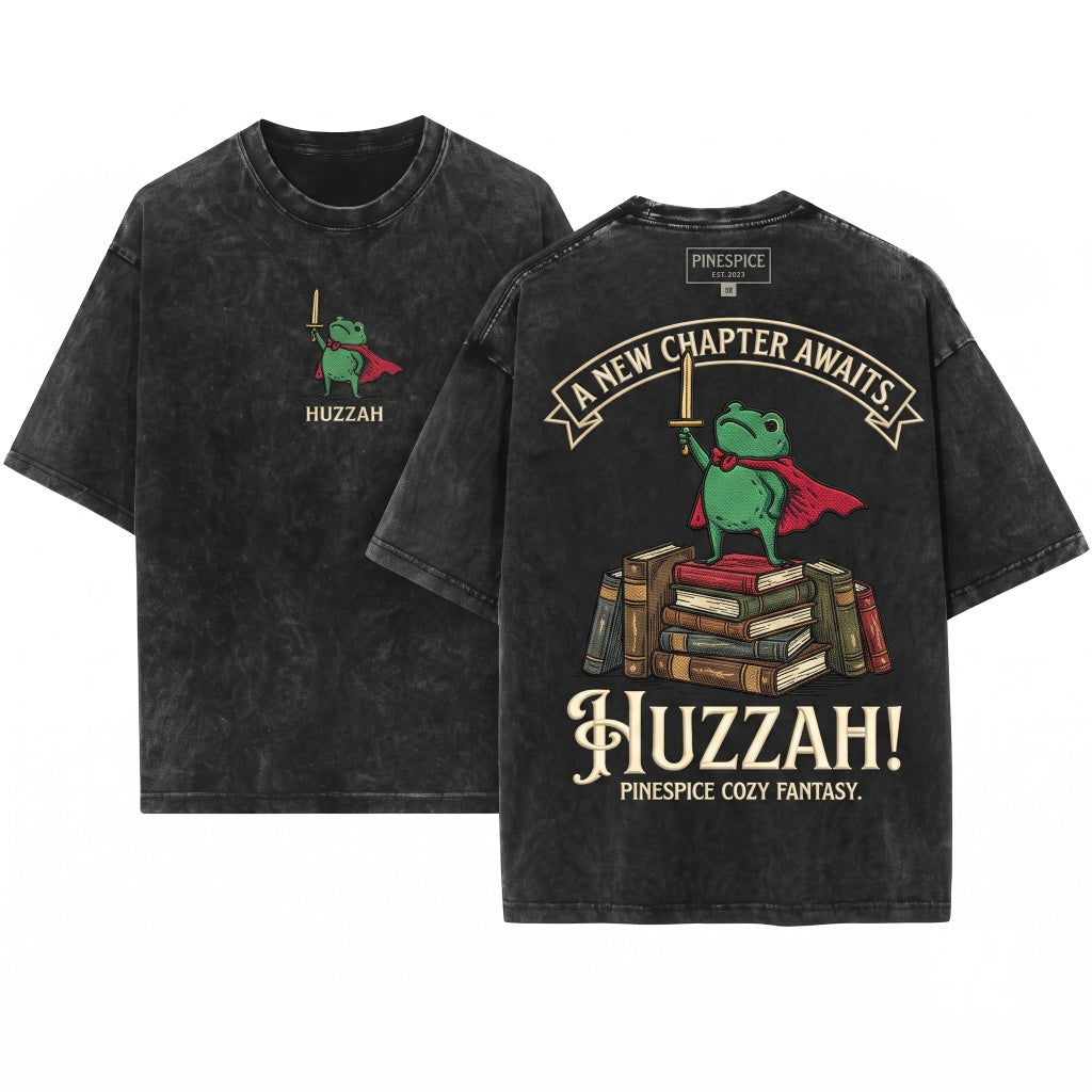 Huzzah Frog with Sword Embroidered Medieval 1717 Funny DnD Renaissance Faire Gift Unisex Wash T-Shirt