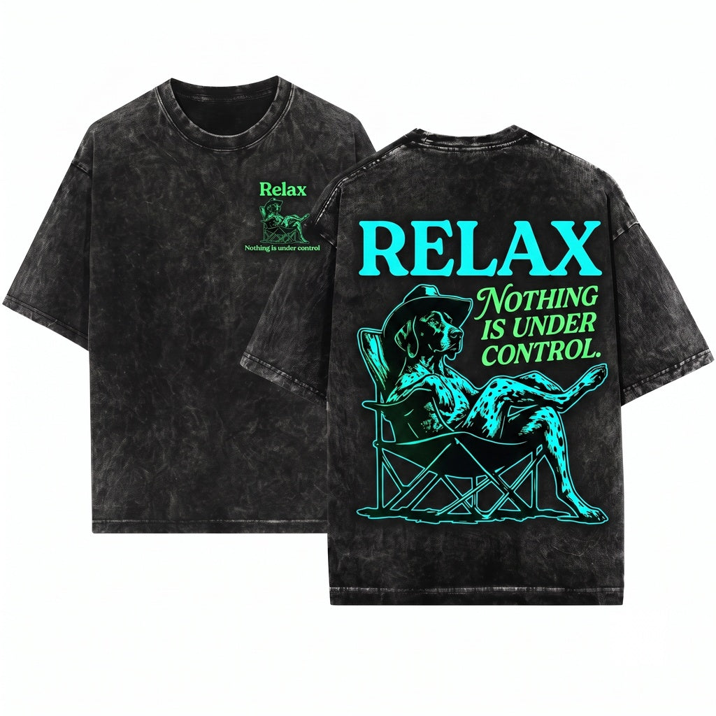Chill GSP Vintage Relax Nothing Is Under Control German Pointer Dog Summer Mom Dad Chilling Vibes Unisex Wash T-Shirt