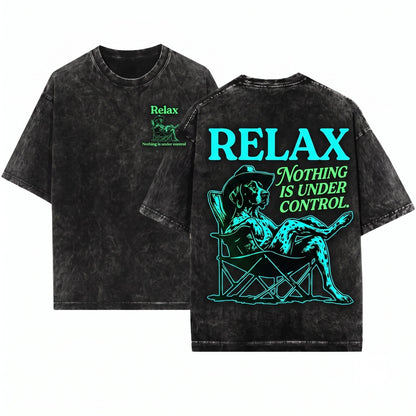Chill GSP Vintage Relax Nothing Is Under Control German Pointer Dog Summer Mom Dad Chilling Vibes Unisex Wash T-Shirt