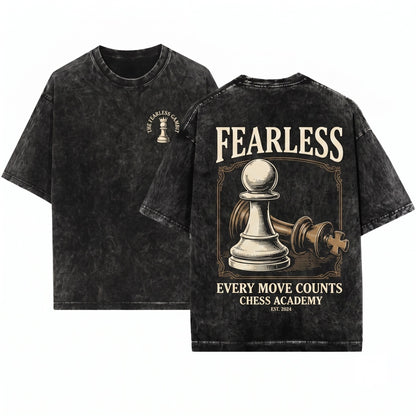 Funny Fearless Chess Player Checkmate Strategy Game Board Gamer Gift Lover Coach Graphic Apparel Unisex Wash T-Shirt