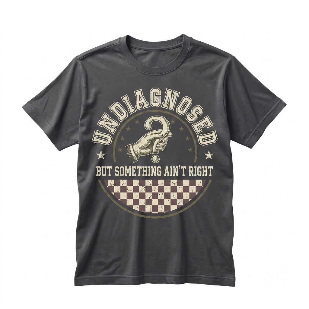 Undiagnosed But Something Aint Right Mental Health Awareness Funny Saying Sarcastic Humor Graphic Novelty Neurodivergent Apparel