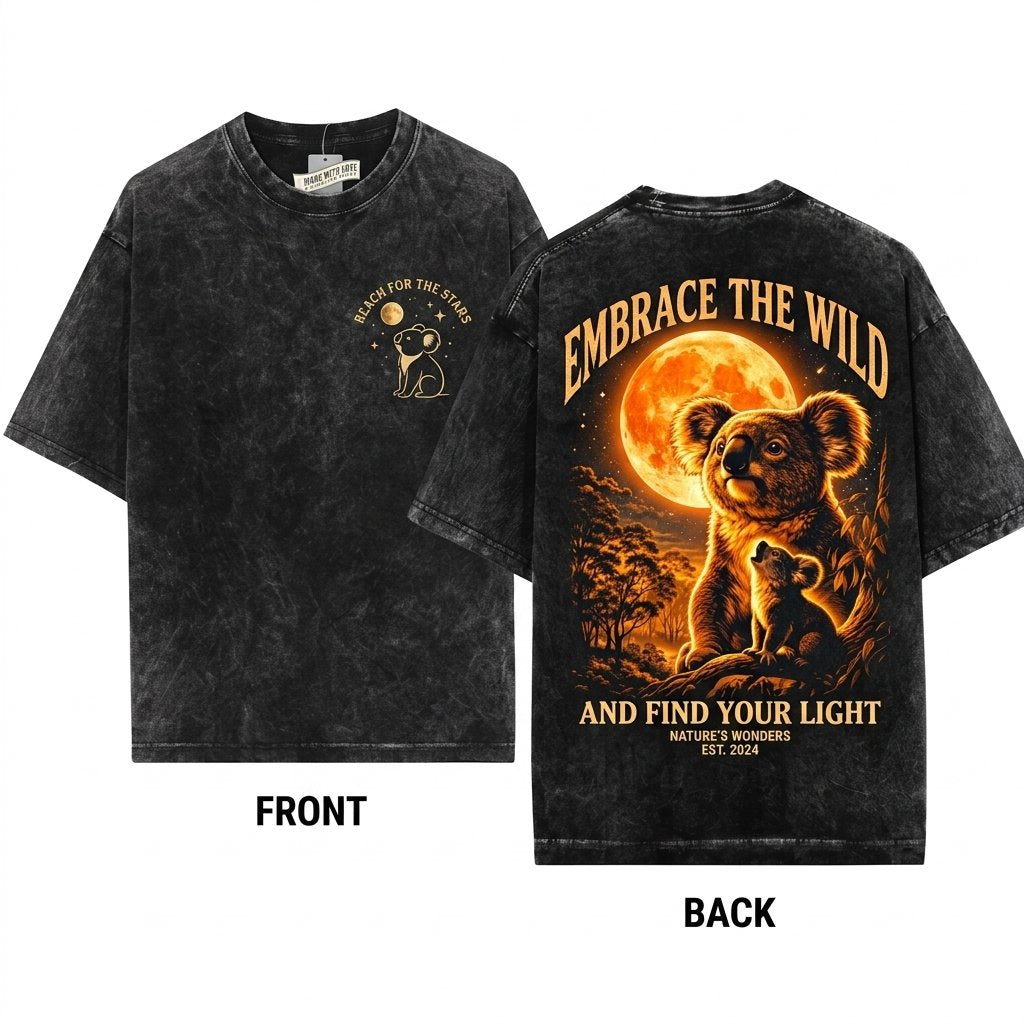 Retro Australian Marsupial Full Moon Graphic Apparel Vintage Wildlife Gift Unisex Wash T-Shirt