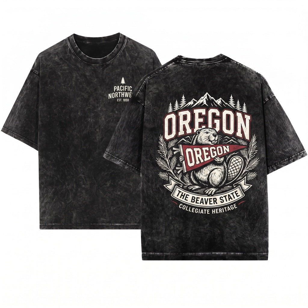 Oregon College Team Game Day Crew Neck Apparel Unisex Wash T-Shirt
