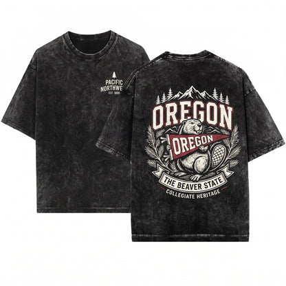 Oregon College Team Game Day Crew Neck Apparel Unisex Wash T-Shirt